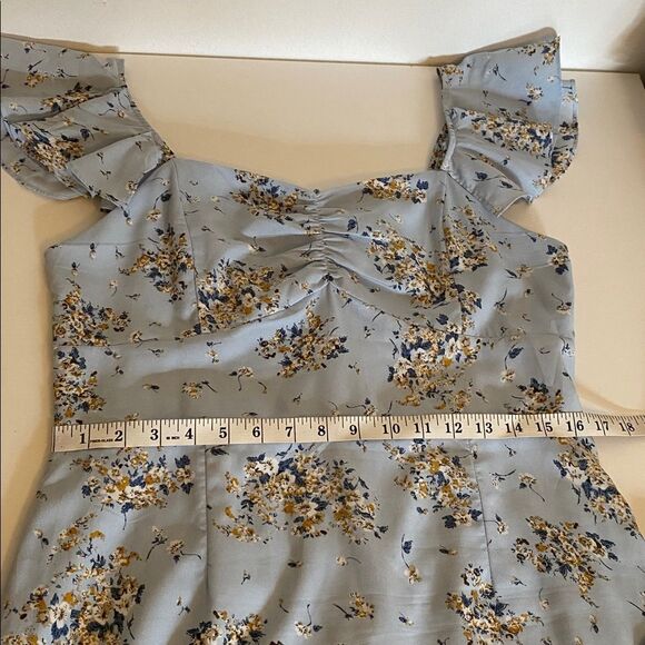 Aqua Light Blue Floral-Print Tiered Maxi Dress Size Large - Picture 10 of 12